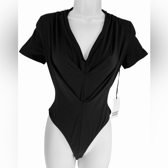 NEW! Unique Vintage - Darling Diva 1950s Retro Black Bodysuit Top - XS S - Picture 1 of 7
